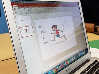Student-created Powerpoint slide with multiple languages
