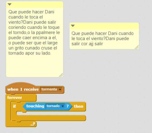 Screenshot of student digital annotations in Scratch.